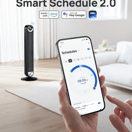 Dreo 42" Smart Tower Fans for Bedroom, Upgrated DC 9 Speeds Floor Fan, 90° Oscil