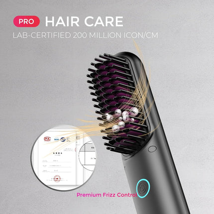 TYMO Cordless Hair Straightener Brush - Porta PRO Portable Straightening Brush f