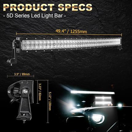 AUXBEAM 50inch LED Light Bar Curved, 50 inch Off Road LED Work Lights for Jeep T