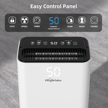 HOGARLABS 34 Pint Home Dehumidifier for Basement & Bedroom, 3 Modes, Continuous Drain, Timer & Child Lock