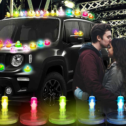 20Pcs LED Light Up Rubber Duck Plug, 16 Colors Changing LED Interior Car Light f