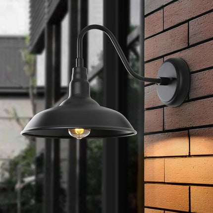 GOALPLUS Black Barn Lights Outdoor for Farmhouse, 10 Inch Dome Exterior Goosenec