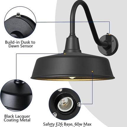 Ytzlvw 24Inch Large Outdoor Gooseneck Barn Lights from Dusk to Dawn, Extended Ar