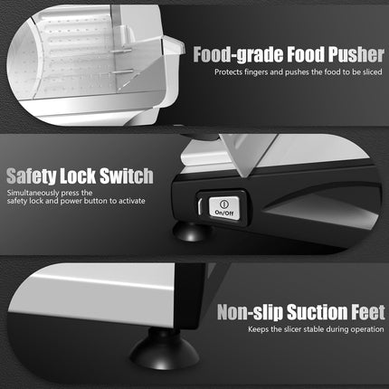 OSTBA Meat Slicer with Quiet DC Motor, 200W Electric Deli Slicer, Dual 7.5'' Sta