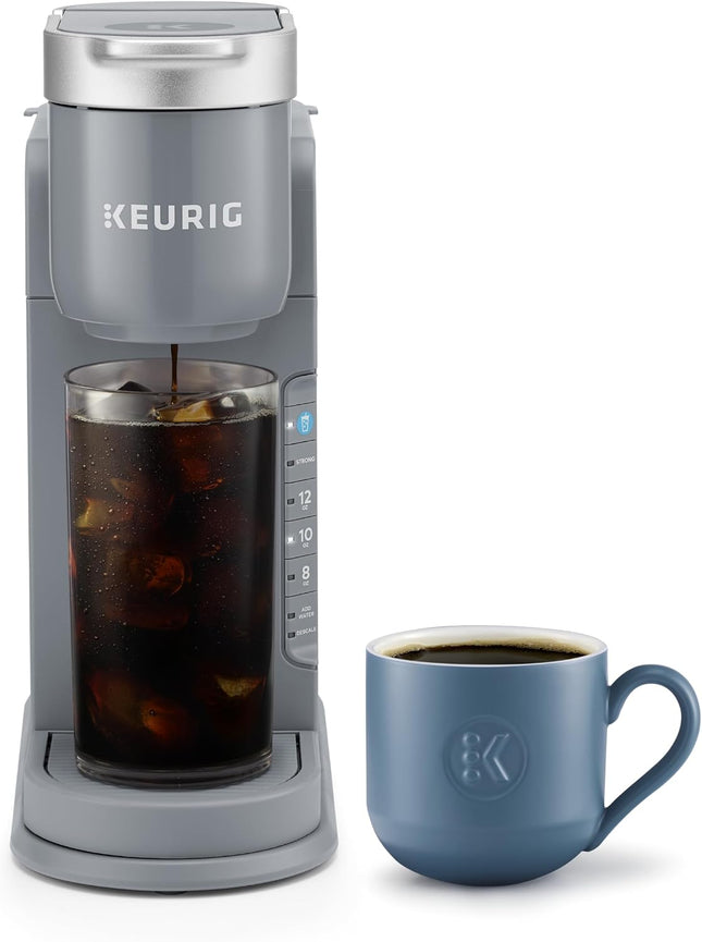 Keurig K-Iced Single Serve K-Cup Pod Coffee Maker with Brew Over Ice Button, 42 oz Removable Reservoir, 3 Sizes, Grey