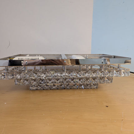 Finktonglan Modern Crystal LED Ceiling Light Fixtures 20” Dimmable Rectangular F
