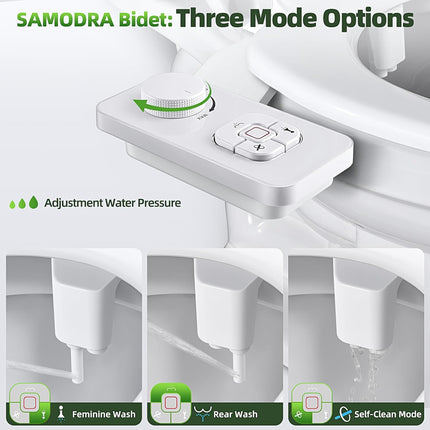 SAMODRA Bidet Attachment Non-Electric Cold Water Bidet Toilet Seat Attachment wi