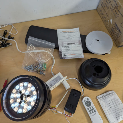 FAULTY Black Ceiling Fans with Lights - 46" Flush Mount Ceiling Fan with Remote