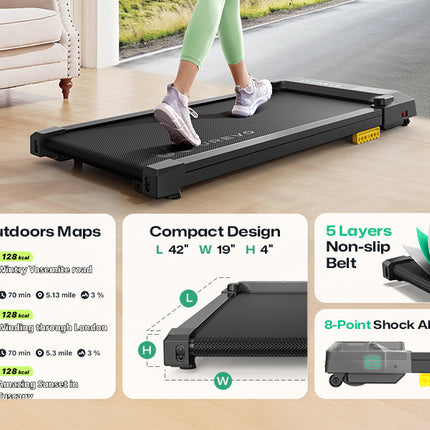 UREVO Walking Pad, Treadmills for Home, Under Desk Treadmill with APP and Remote