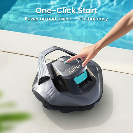 AIPER Seagull SE Cordless Robotic Pool Cleaner, 90 Minute Runtime with Dual Drive Motors, LED Indicators and Self-Parking, Grey