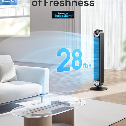 Dreo Tower Fan for Bedroom, 42 Inch Bladeless Fan, 90° Oscillating Fan, Quiet Fl