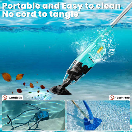 Efurden Handheld Pool Vacuum, Rechargeable Pool Cleaner with Running Time up to