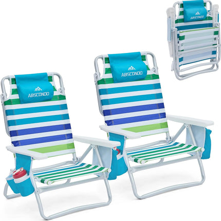 Aohanoi Beach Chair, Beach Chairs for Adults 2 Pack, Outdoor Folding Beach Chair