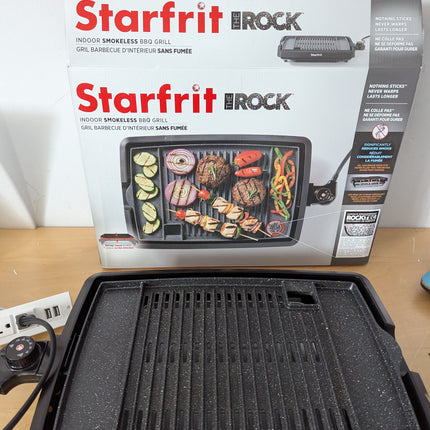 Starfrit The Rock Indoor Smokeless Electric BBQ Grill - Non-Stick 10" x 16" Cook