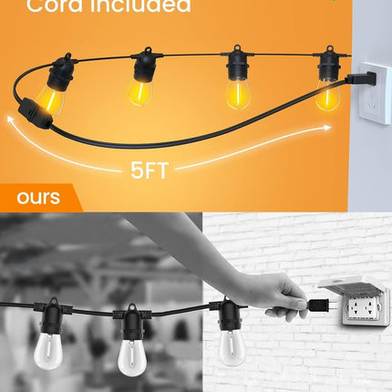 Quntis 53FT Outdoor String Lights, Waterproof Shatterproof Patio Lights String O