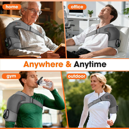 Cordless Shoulder Heating Pad, Heated Shoulder Brace with 4 Vibration Motors, En
