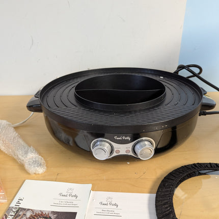 Food Party Hot Pot Electric Korean BBQ Grill Smokeless Indoor 2 in 1 Combo Hotpo