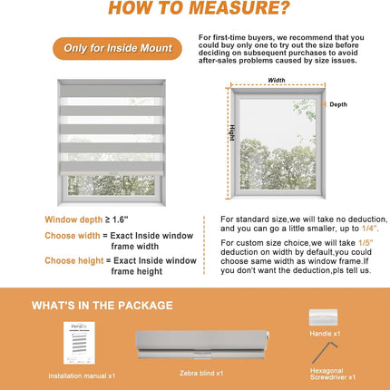 Persilux No Drill No Tool Zebra Blinds Light Filtering Dual Layer Privacy for Da