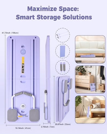 AMAZINGHOME Purple Foldable Pilates Board & Reformer Machine - 300lbs Capacity P