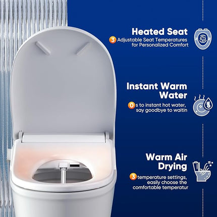 FVZ Bidet Toilet Seat Smart Electric Heated Toilet Seat with Warm Water & Dryer,