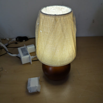 vintage wooden table lamp usb for home office (flax yellow)