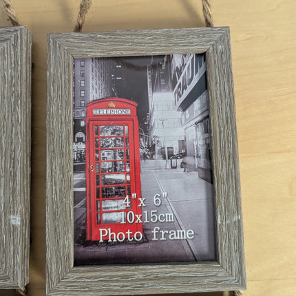 Amazing Roo 4x6 Hanging Triple Picture Frames Set of 2, Vertical Collage Rustic