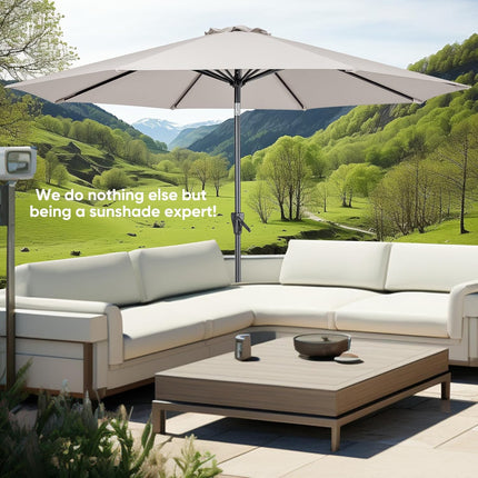 Tempera 9 ft Patio Umbrella Outdoor Table Umbrella with Push Button Tilt and Cra