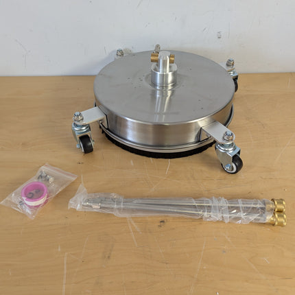 Pressure Washer Surface Cleaner with 4 Wheels, Stainless Steel 2000-4000 PSI Power Washer Attachment with Dual Nozzles