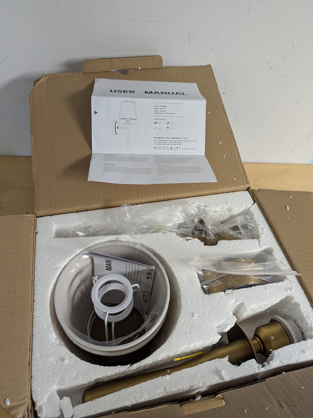 Yosoan Brass Gold Retro Boho White Fabric Wall Sconce Set of 2, Vintage Industri