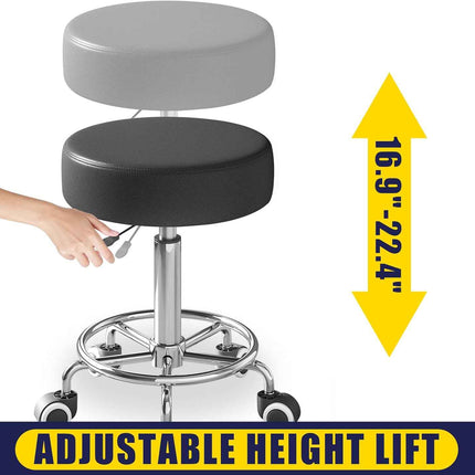 Rolling Stool with Wheels - Ultra Soft Thick Padded Seat, Compact Size, Heavy We
