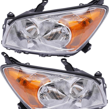 EnSyuSuMa Headlight Assembly Pair for Toyota RAV4 2009-2012, Left Driver & Right Passenger Side, Halogen, Clear Lens