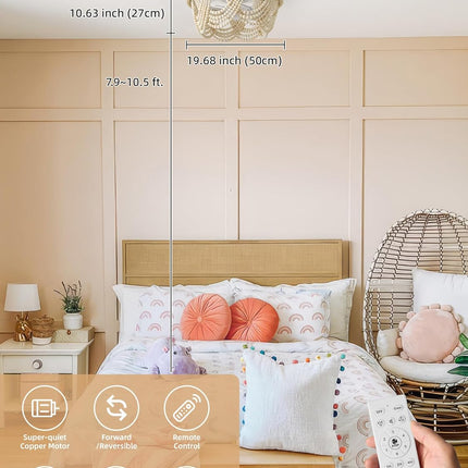 DSYBRI 20 Inch Boho Chandelier Ceiling Fan with Light, Caged Indoor Ceiling Fan