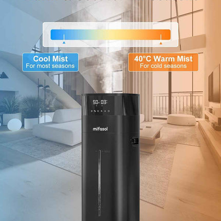 Humidifier Large Room, 5.3Gal/20L Cool and Warm Mist Humidifiers for Bedroom 2000 sq ft, Humidificateur for Whole House Home Plants, Top Fill Humidifiers with Diffuser & Extended Tube, Black