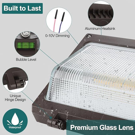 120W LED Wall Pack 100W 80W Adjustable, 3000K/4000K/5000K Selectable, 120-277V 1