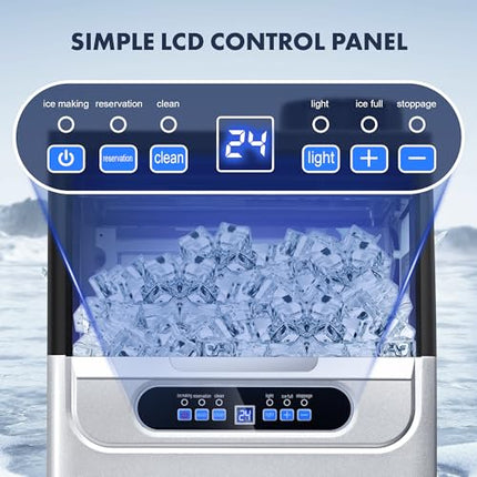 100LBS/24H Commercial Ice Maker Machine, Dual Water Inlet Undercounter or Freest