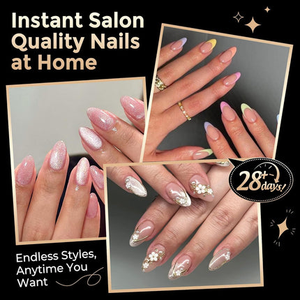 Short Almond Nail Tips: 504pcs Tri-Layer Core Soft Gel Nail Tips, Pre-Etched Sho