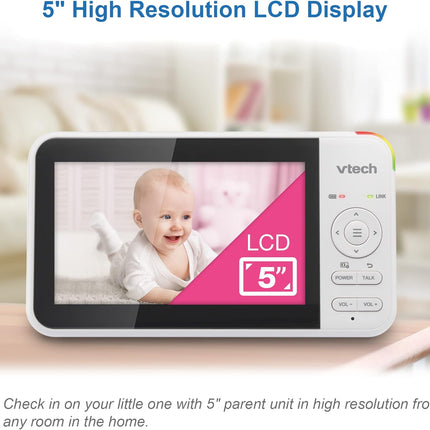 VTech VM924-2 Pan & Tilt Video Baby Monitor with 2 Cameras, 5" LCD Screen, Up to