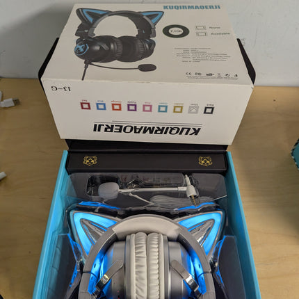 New LED Wireless Cat Ear Headphones (12 Color Changing) with Connectable Attacha