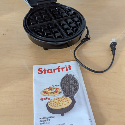 Starfrit Electric Waffle Maker - 7" Non-Stick Ceramic Cooking Surface - Scratch