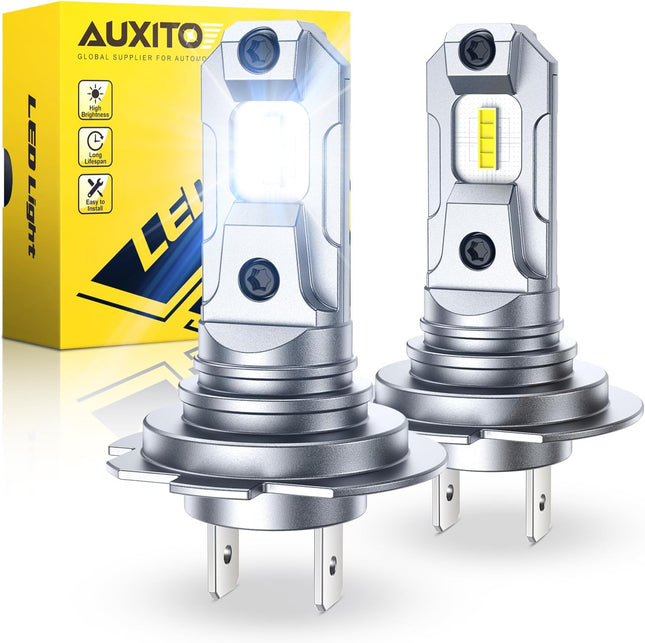 AUXITO H7 LED Headlight Bulbs, 600% Brightness 6500K White 1:1 Mini Size H7 LED