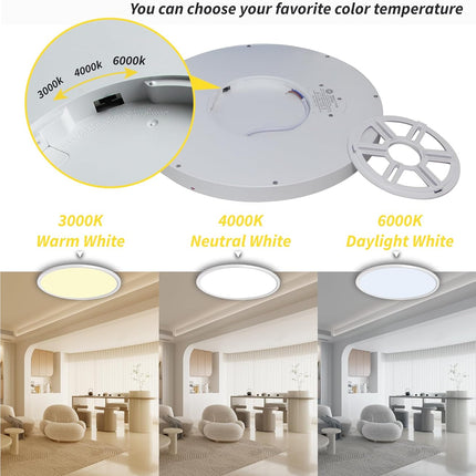 LED Flush Mount Ceiling Light Fixture,Round 20Inch 40w 4350lm 3000k,4000k,6000k