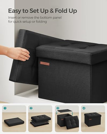 SONGMICS Small Folding Storage Ottoman, Foot Rest Stool, 31 x 41 x 31 cm, 286 kg