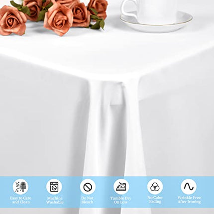 REWOMC 8 Pack White Tablecloths for 8ft Rectangle Tables 90 x 132 Inch - Polyest