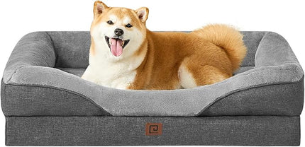 EHEYCIGA Memory Foam Dog Bed for Large Sized, Orthopedic Dog Sofa with Sides and
