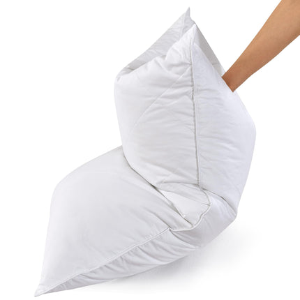 Set of 2 White Goose Feather Bed Pillows - Soft 600 Thread Count 100% Cotton, Me