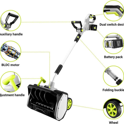 DEKOPRO Cordless Snow Shovel, 40V|17-Inch Cordless Snow Blower，Electric Snow Sho