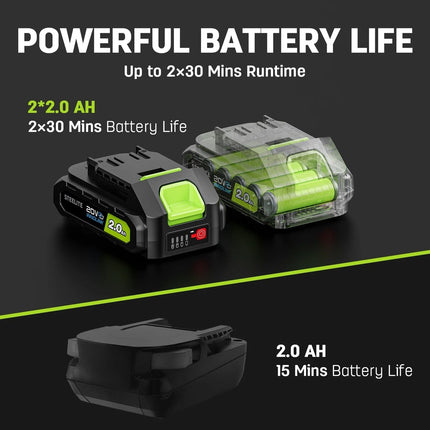 Steelite 21V 9 in Electric Cordless Tiller, 360 RPM Garden Cultivator with 2 x 2.0Ah Batteries & Charger