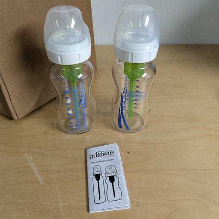 Dr. Brown's Natural Flow Anti-Colic Options+ Wide-Neck Baby Bottle, 2x9 oz Bottl