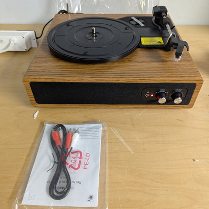 Record Player, FYDEE Vinyl Record Player with Built-in 2 Stereo Speakers, 3-Spee