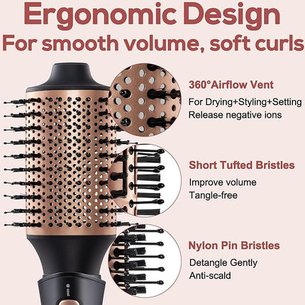 Blow Hot-Air Hair Dryer Brush - 5-in-1 Set for One-Step Drying, Volumizing, Styl